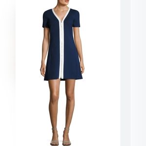 Tory Burch Kimberly Zip Front A-line Ponte Mini Dress